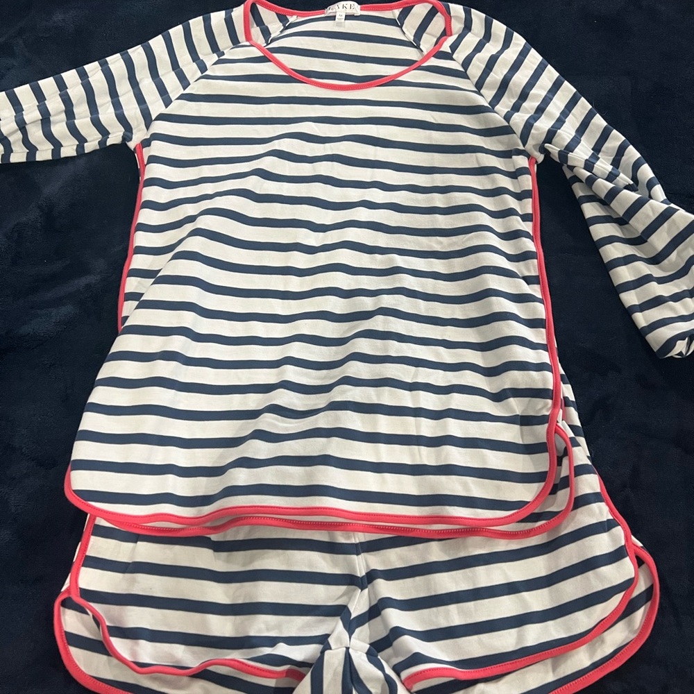 Lake Striped Pajamas with Red Accents